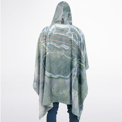 Mt Abram, Maine Ski Resort Map Flannel Blanket Poncho