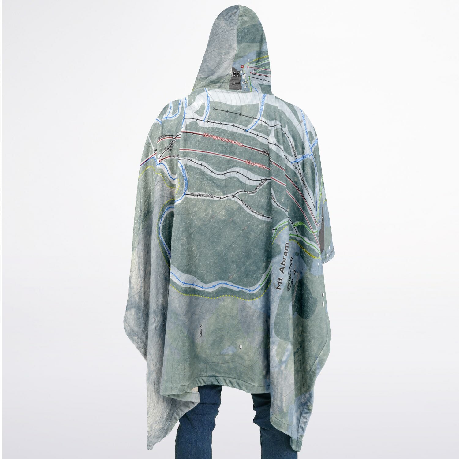 Mt Abram, Maine Ski Resort Map Flannel Blanket Poncho