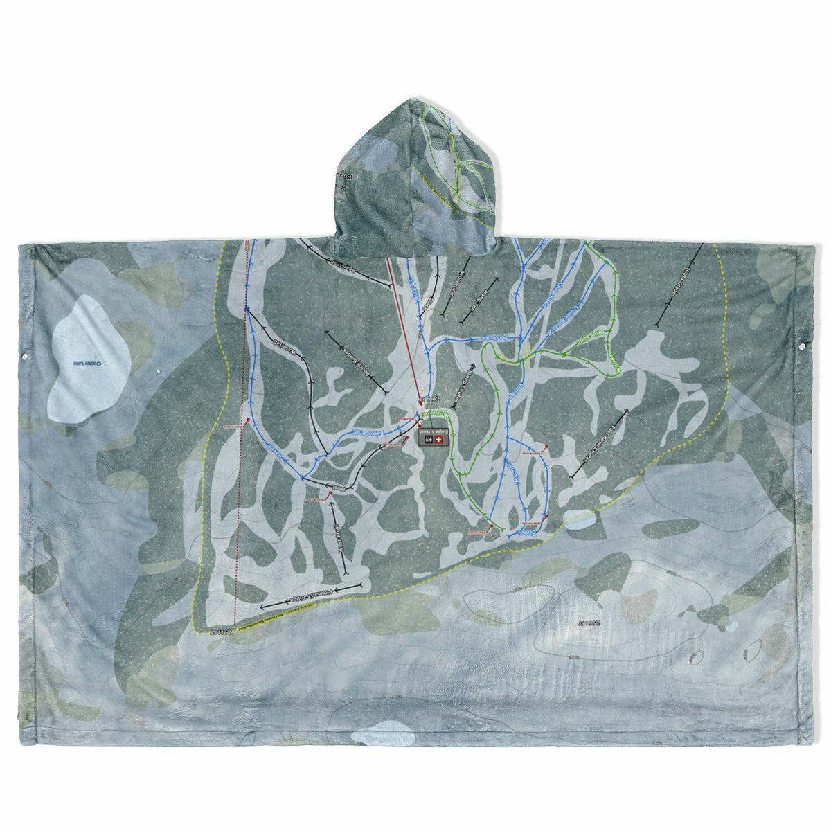 Eaglecrest, Alaska Ski Resort Map Flannel Blanket Poncho