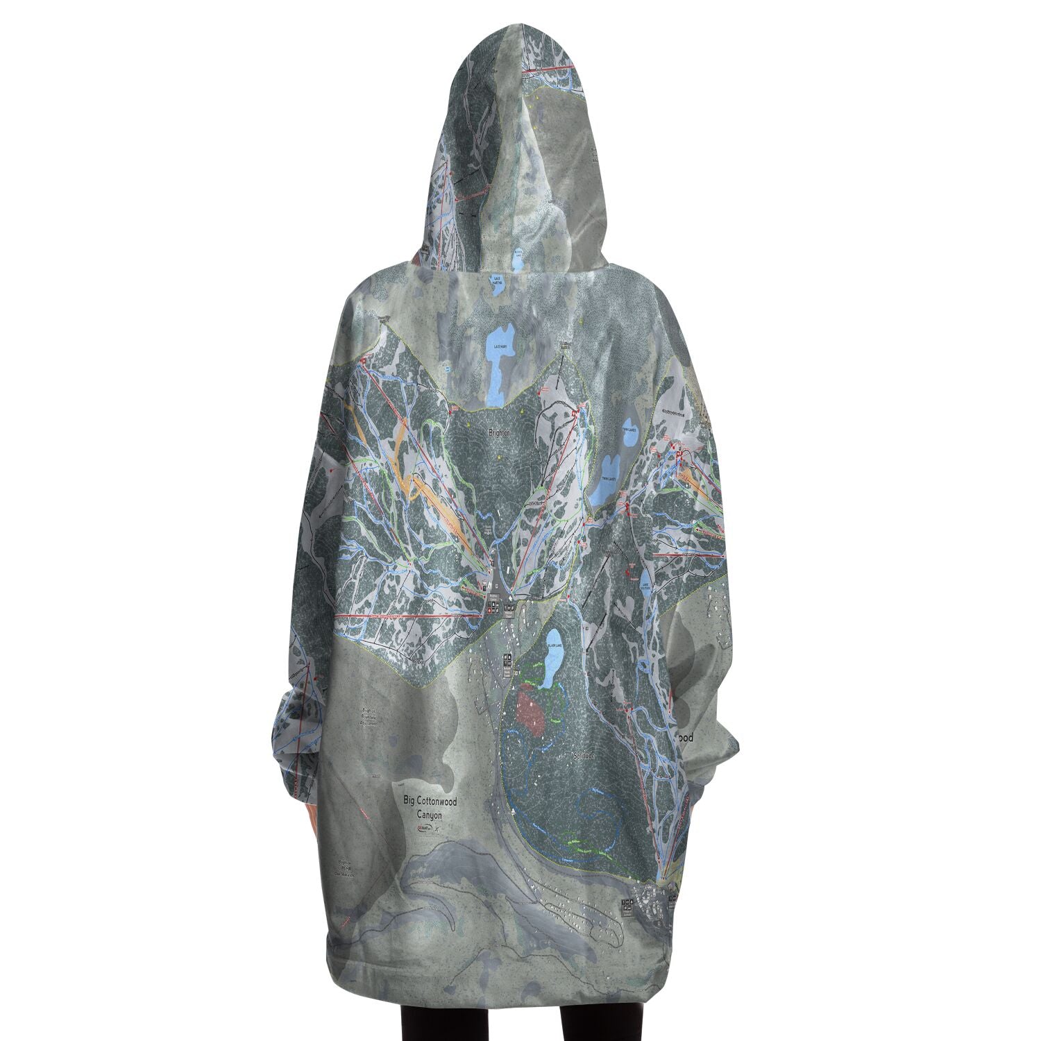 Big Cottonwood Canyon, Utah Ski Trail Map - Snug Hoodie - Powderaddicts