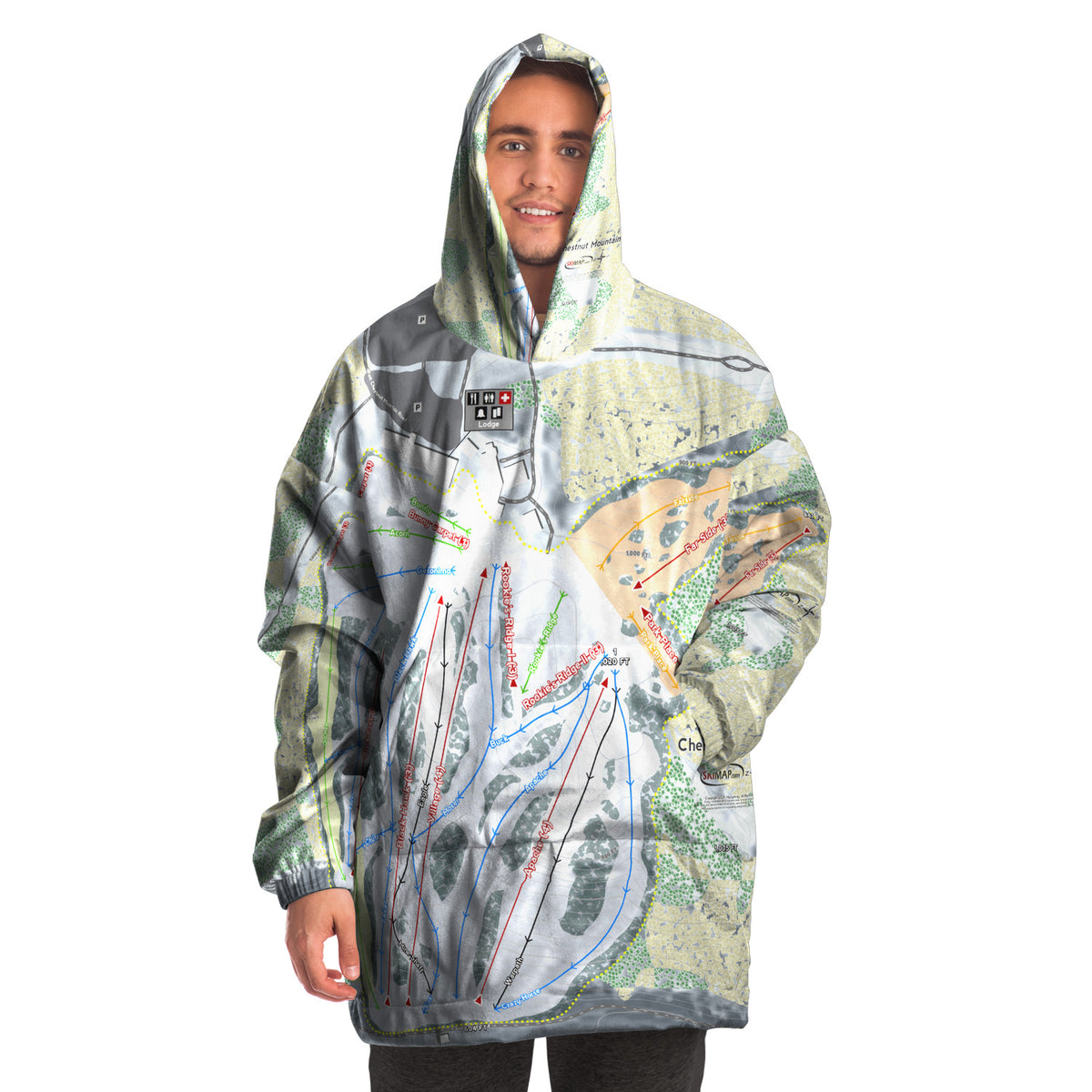 Chestnut Mountain, Illinois Ski Trail Map - Snug Hoodie