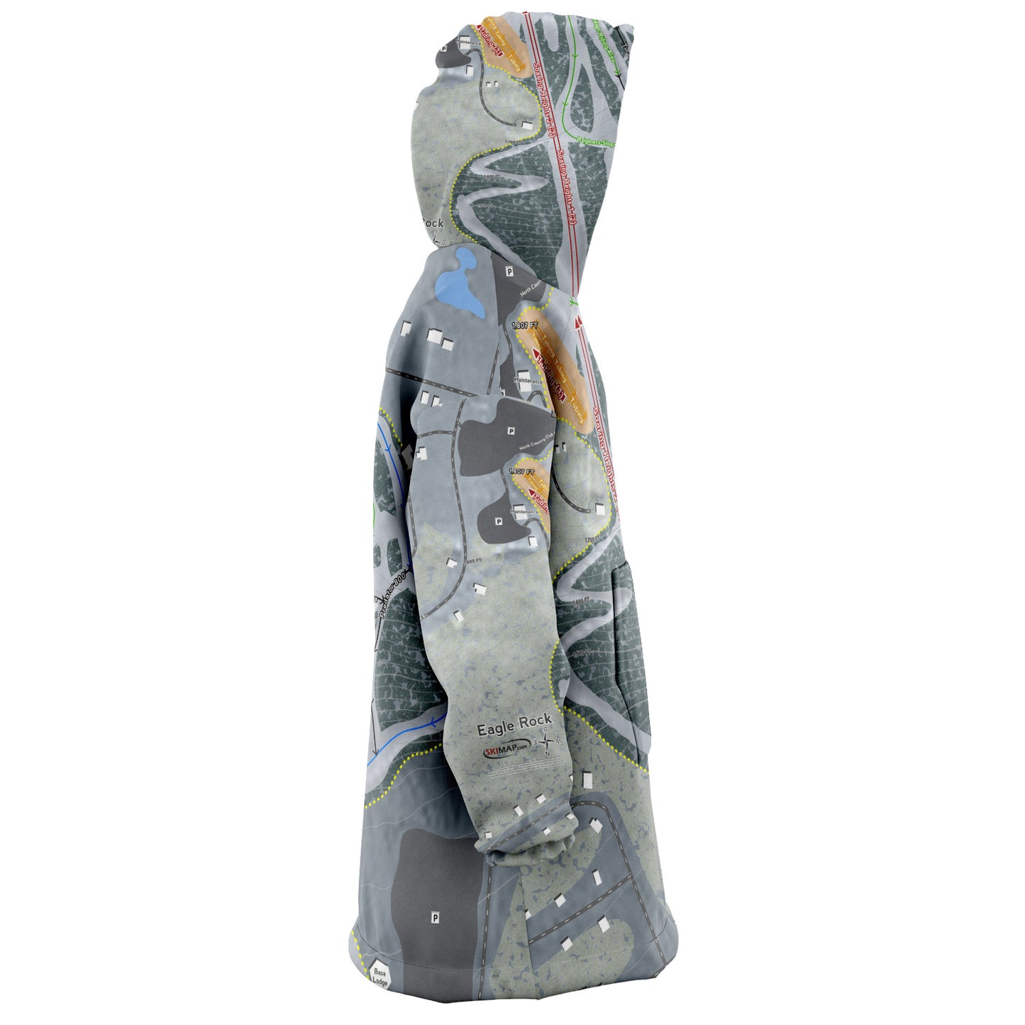 Eagle Rock, Pennsylvania Ski Trail Map Snug Hoodie