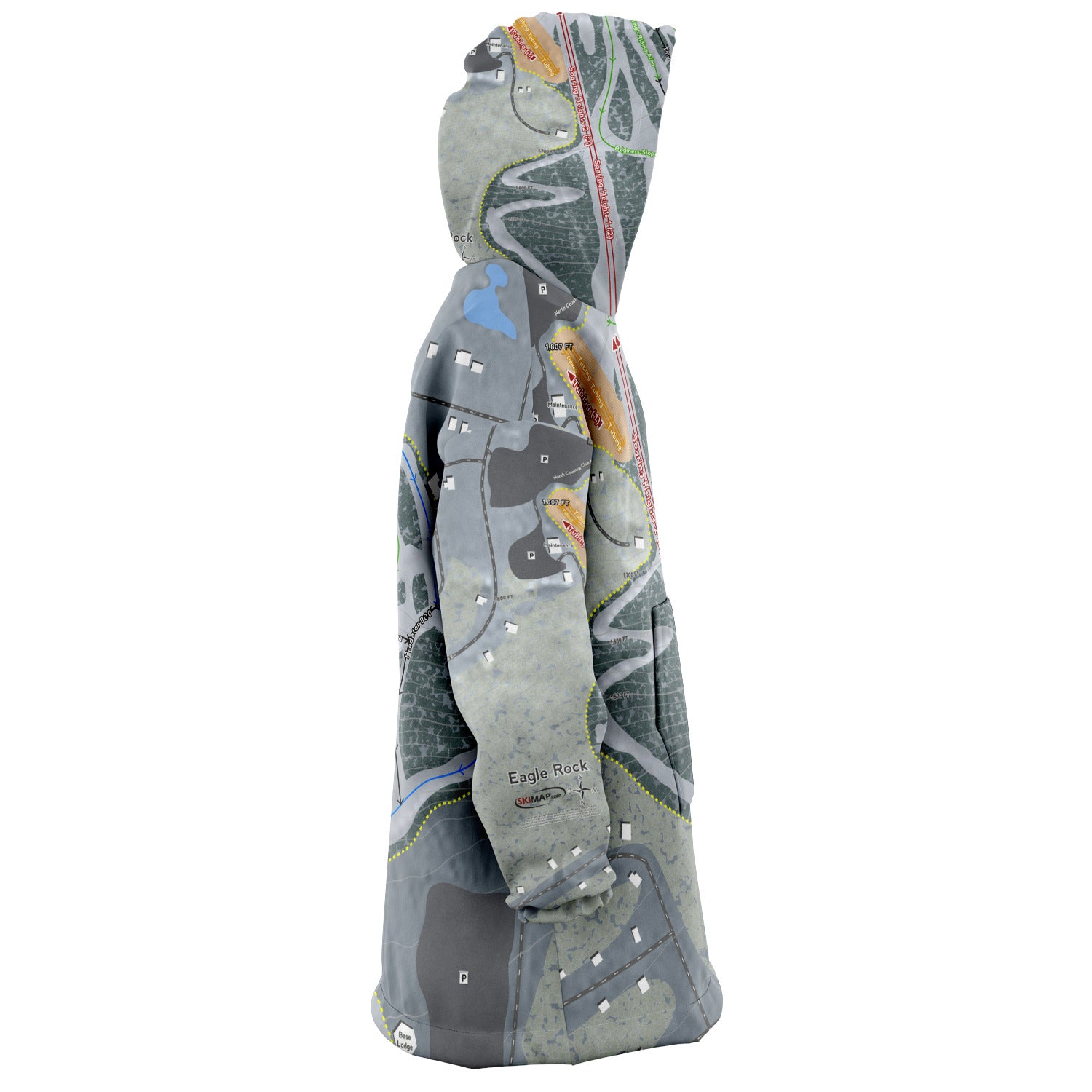 Eagle Rock, Pennsylvania Ski Trail Map Snug Hoodie