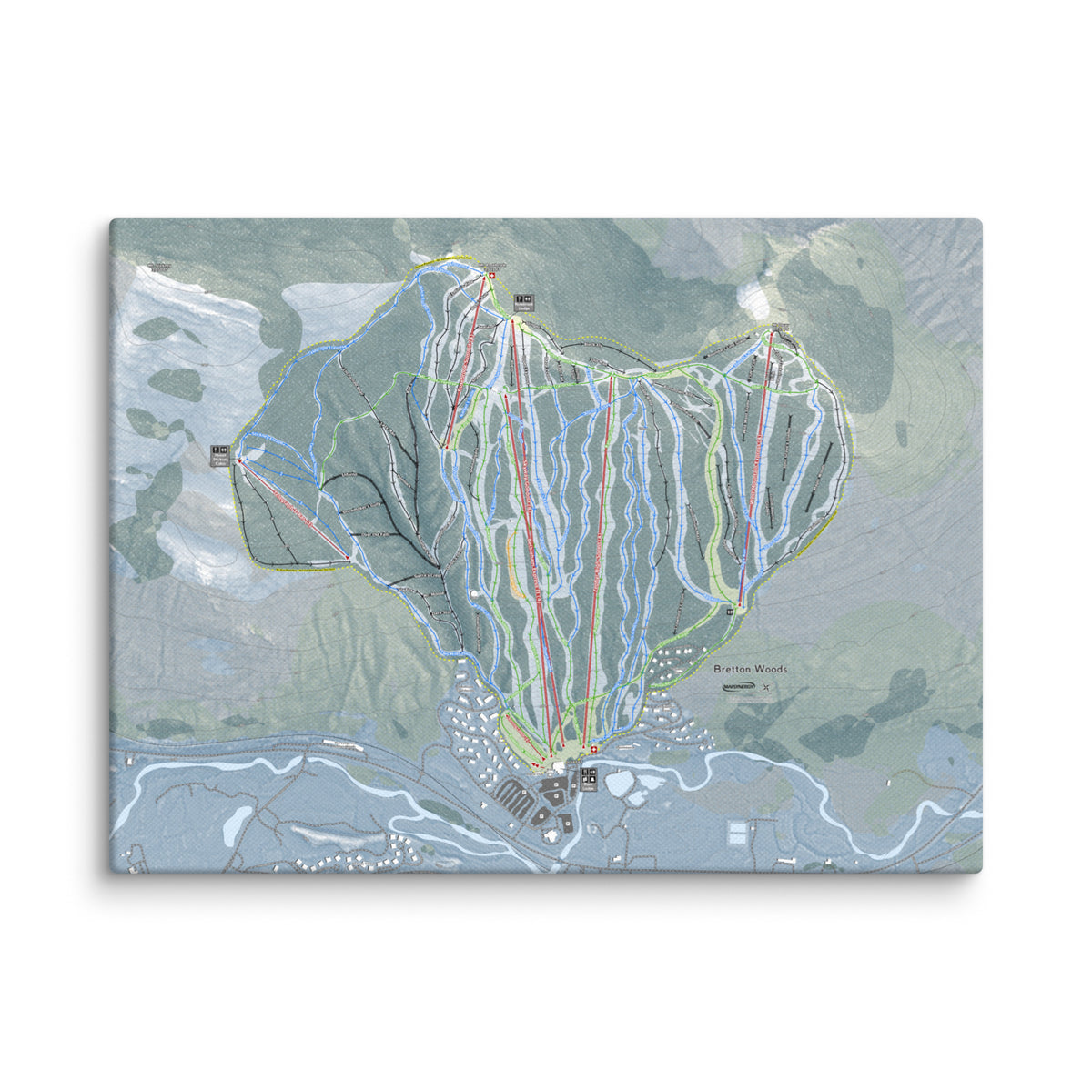 Bretton Woods, New Hampshire Ski Resort Map Canvas Wall Art