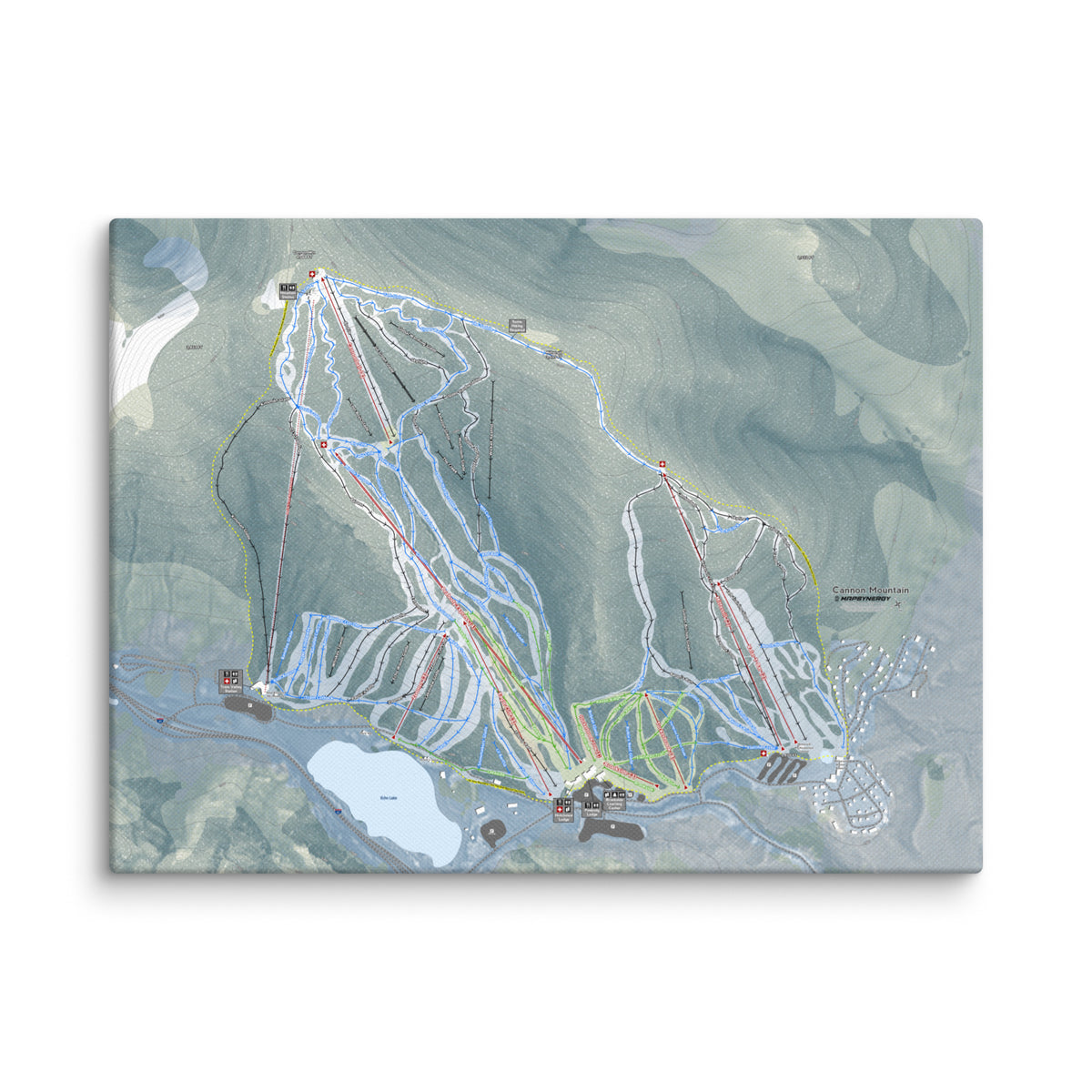 Cannon Mountain, New Hampshire Ski Resort Map Canvas Wall Art