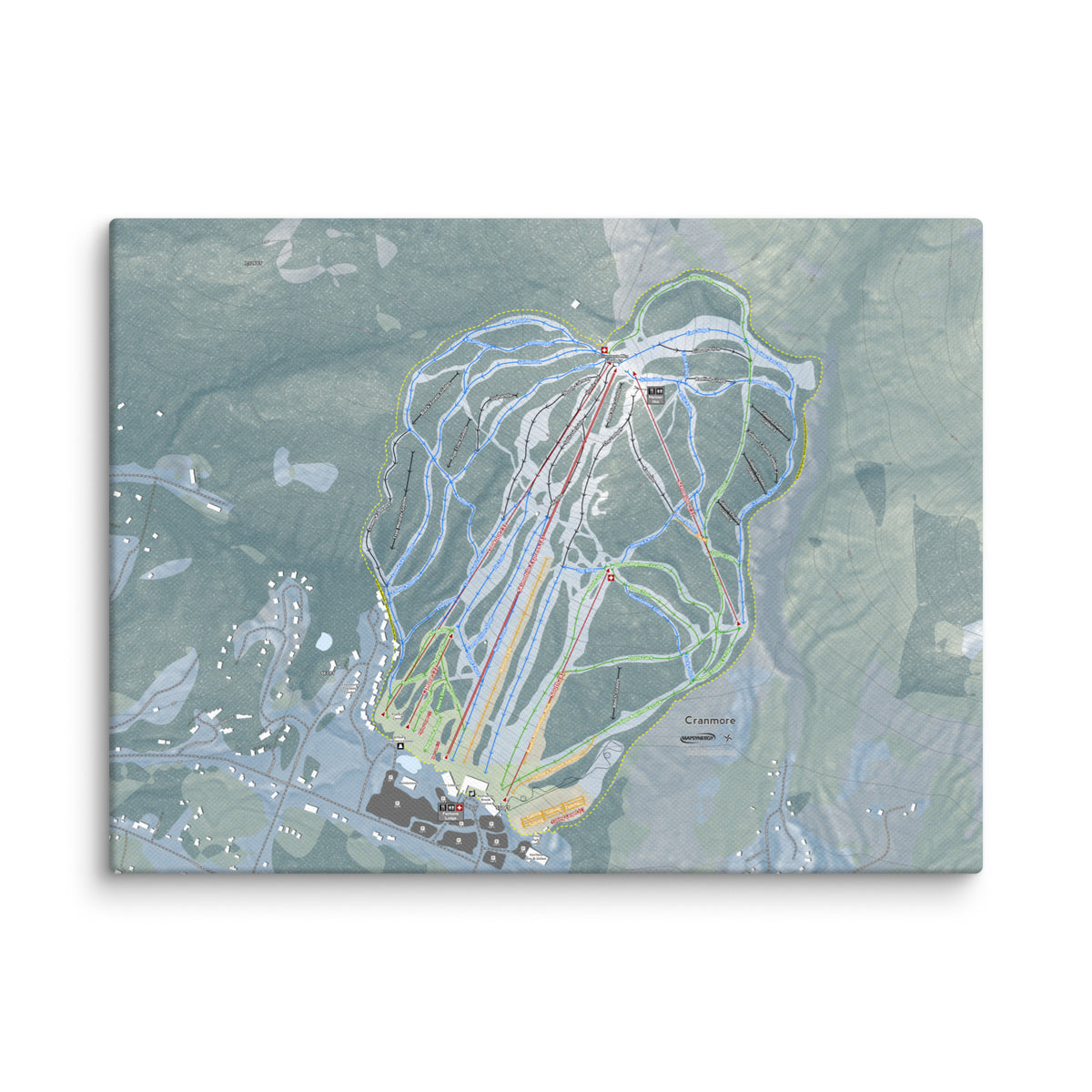 Cranmore Mountain, New Hampshire Ski Resort Map Canvas Wall Art