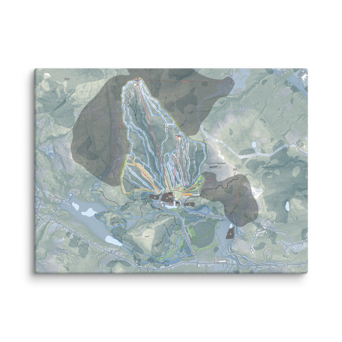 Gunstock Mountain, New Hampshire Ski Resort Map Canvas Wall Art