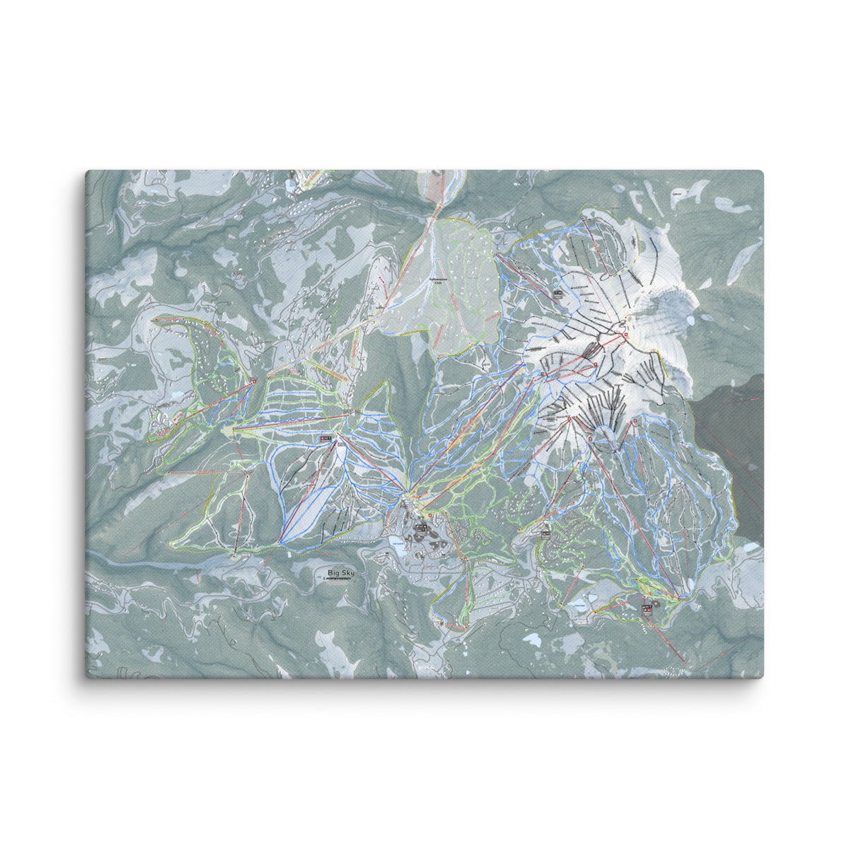Big Sky, Montana Ski Resort Map Canvas Wall Art