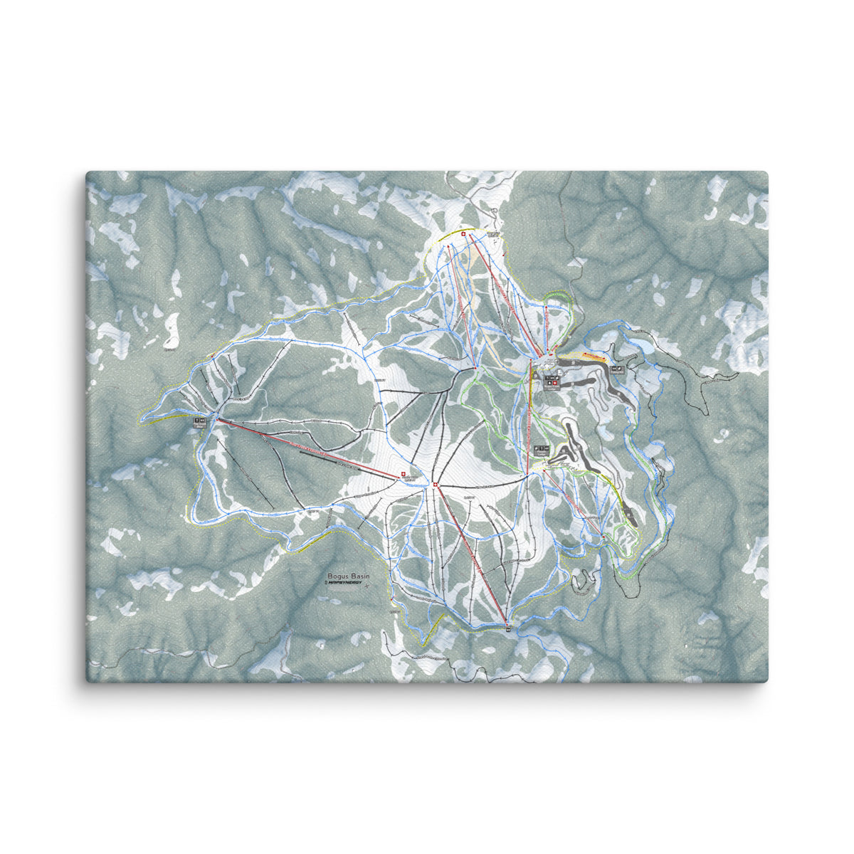 Bogus Basin, Idaho Ski Resort Map Canvas Wall Art