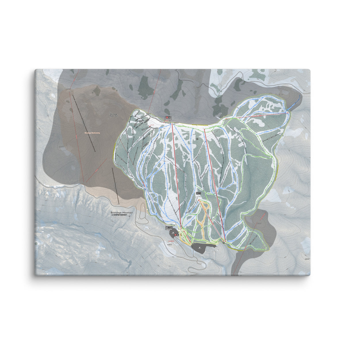 Brundage Mountain, Idaho Ski Resort Map Canvas Wall Art