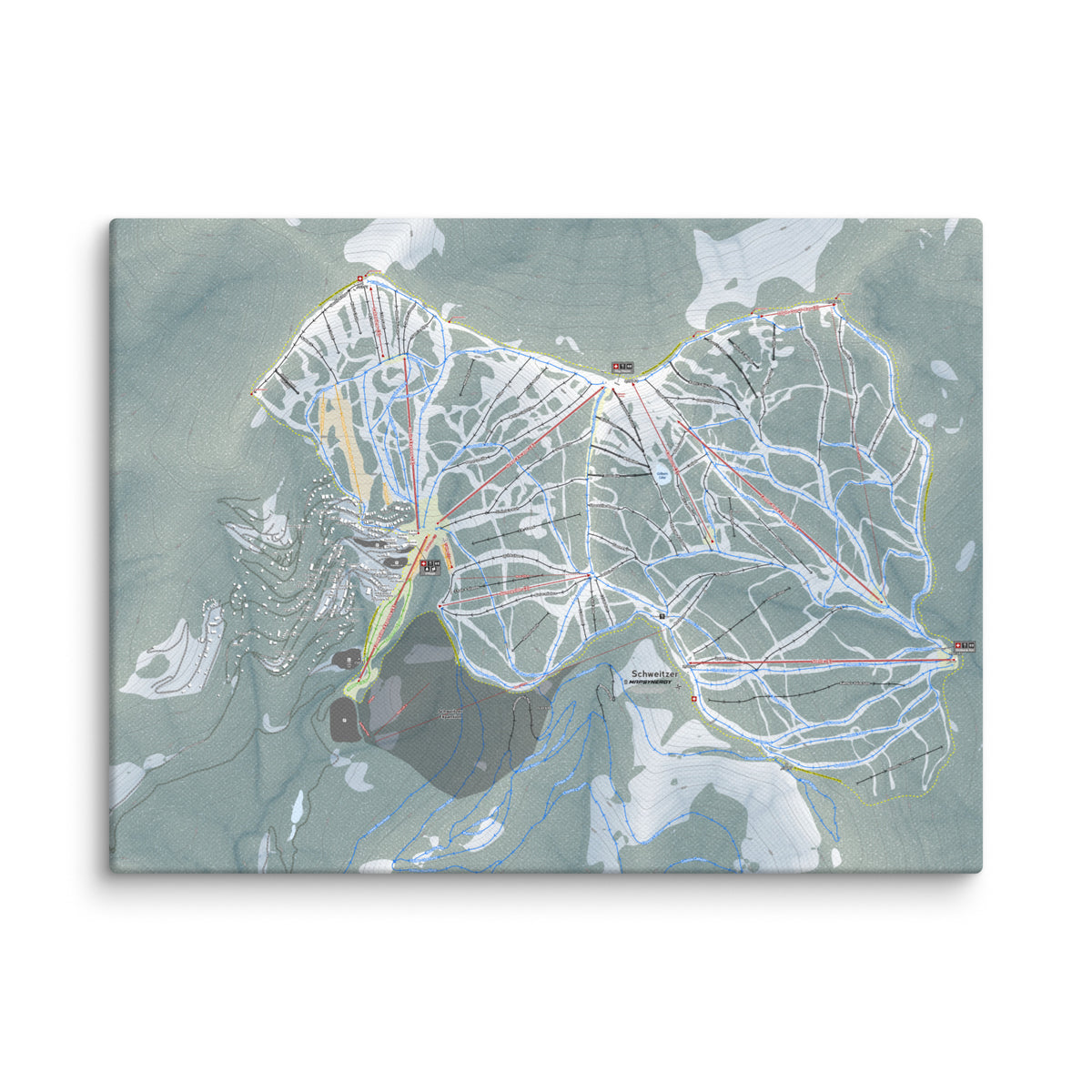 Schweitzer, Idaho Ski Resort Map Canvas Wall Art