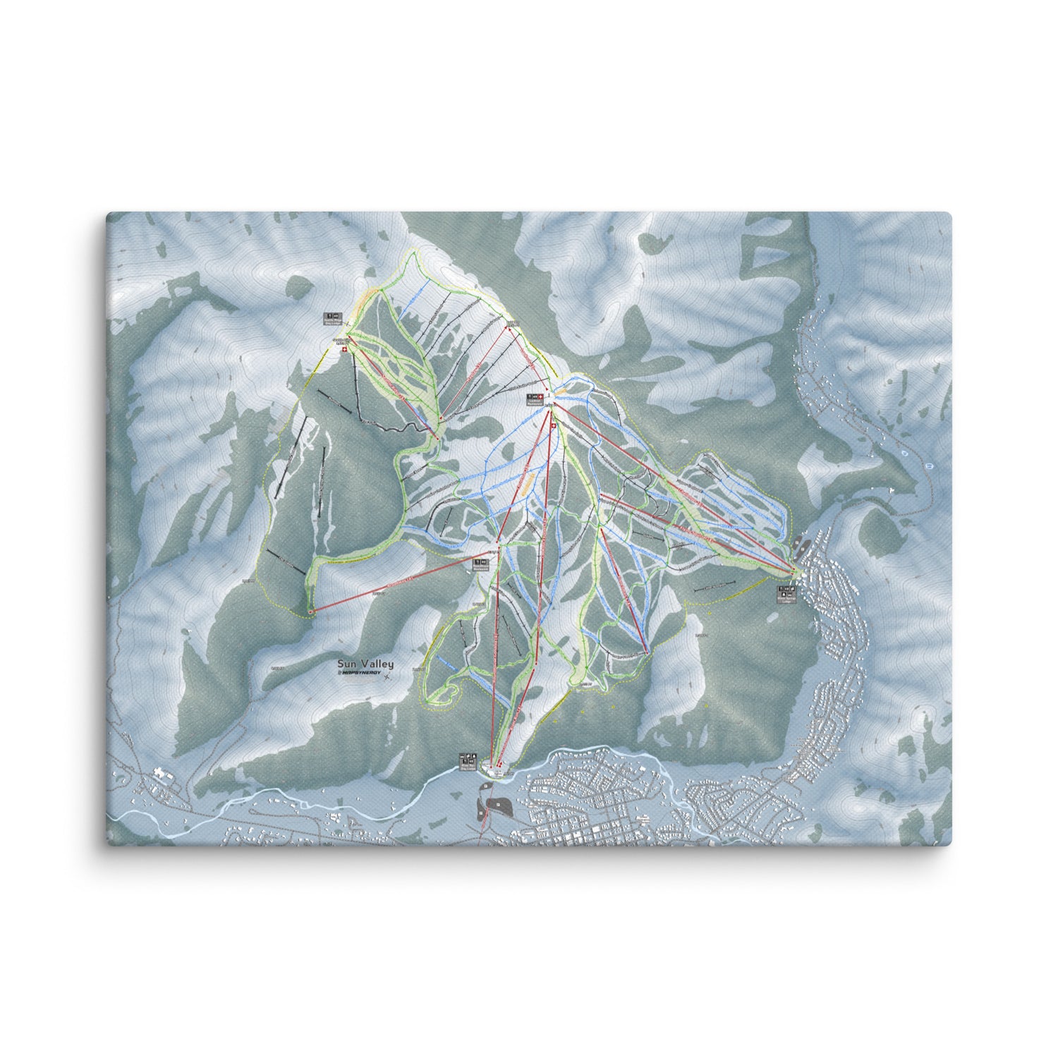 Sun Valley, Idaho Ski Resort Map Canvas Wall Art