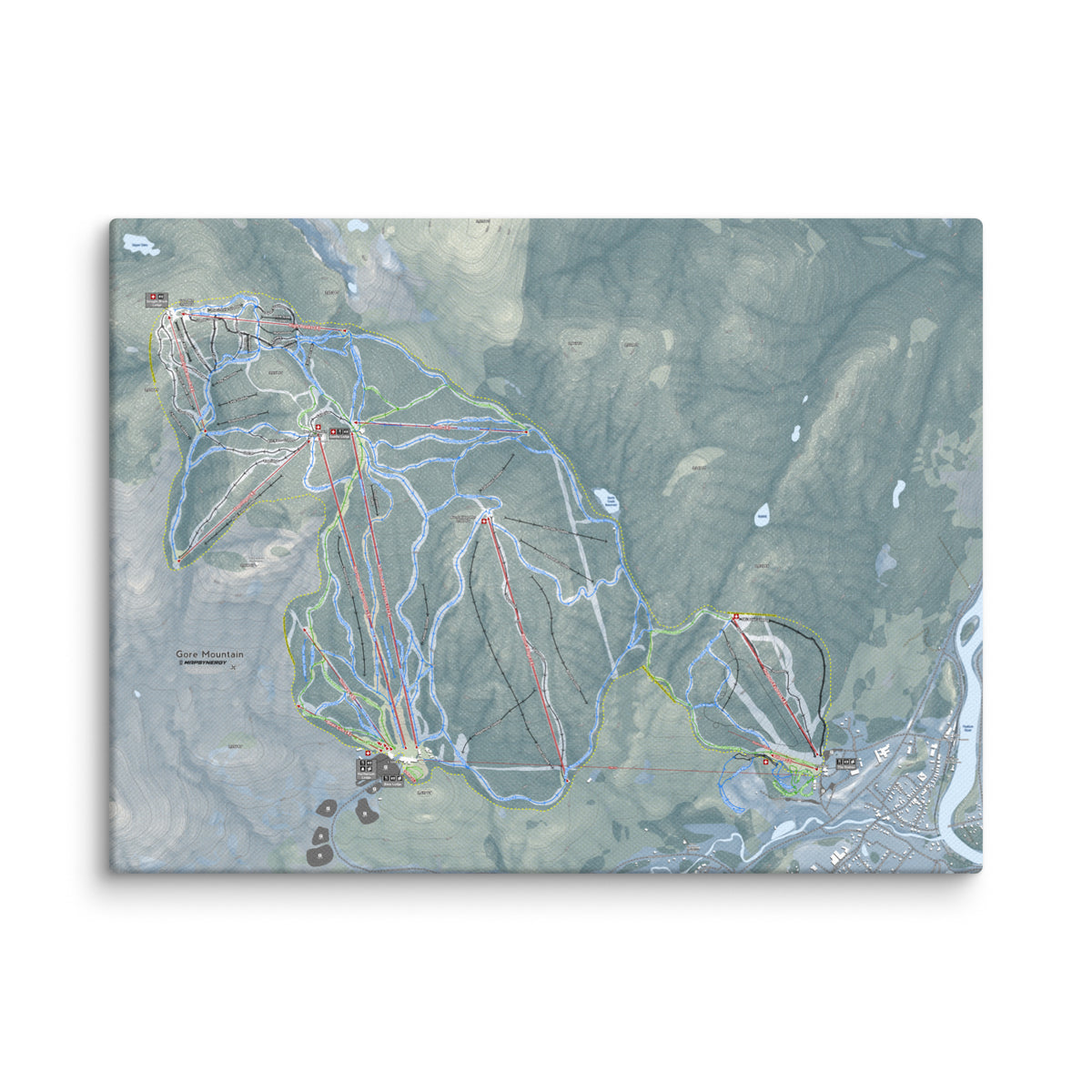 Gore Mountain, New York Ski Resort Map Canvas Wall Art