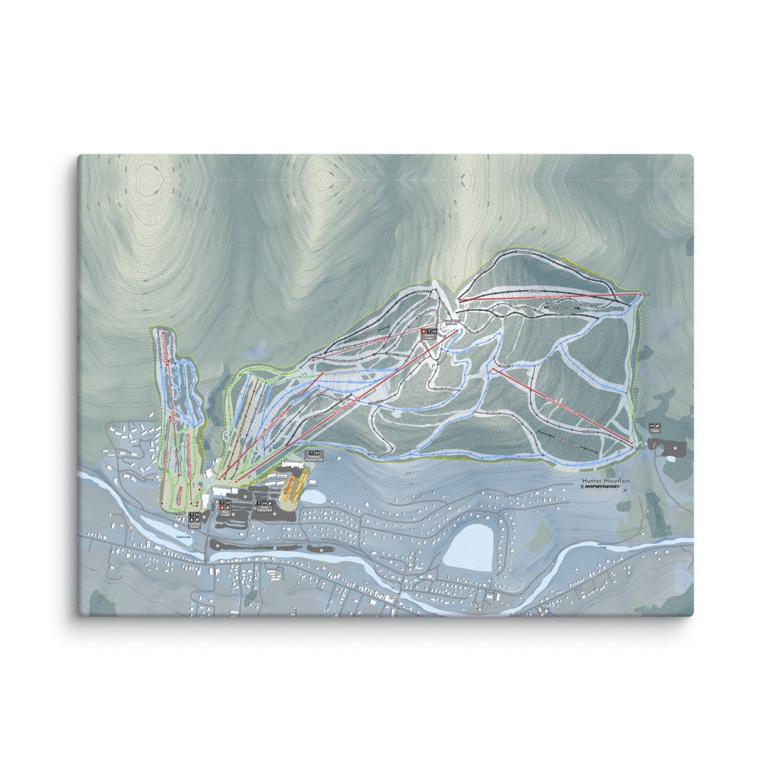 Hunter Mountain, New York Ski Resort Map Canvas Wall Art