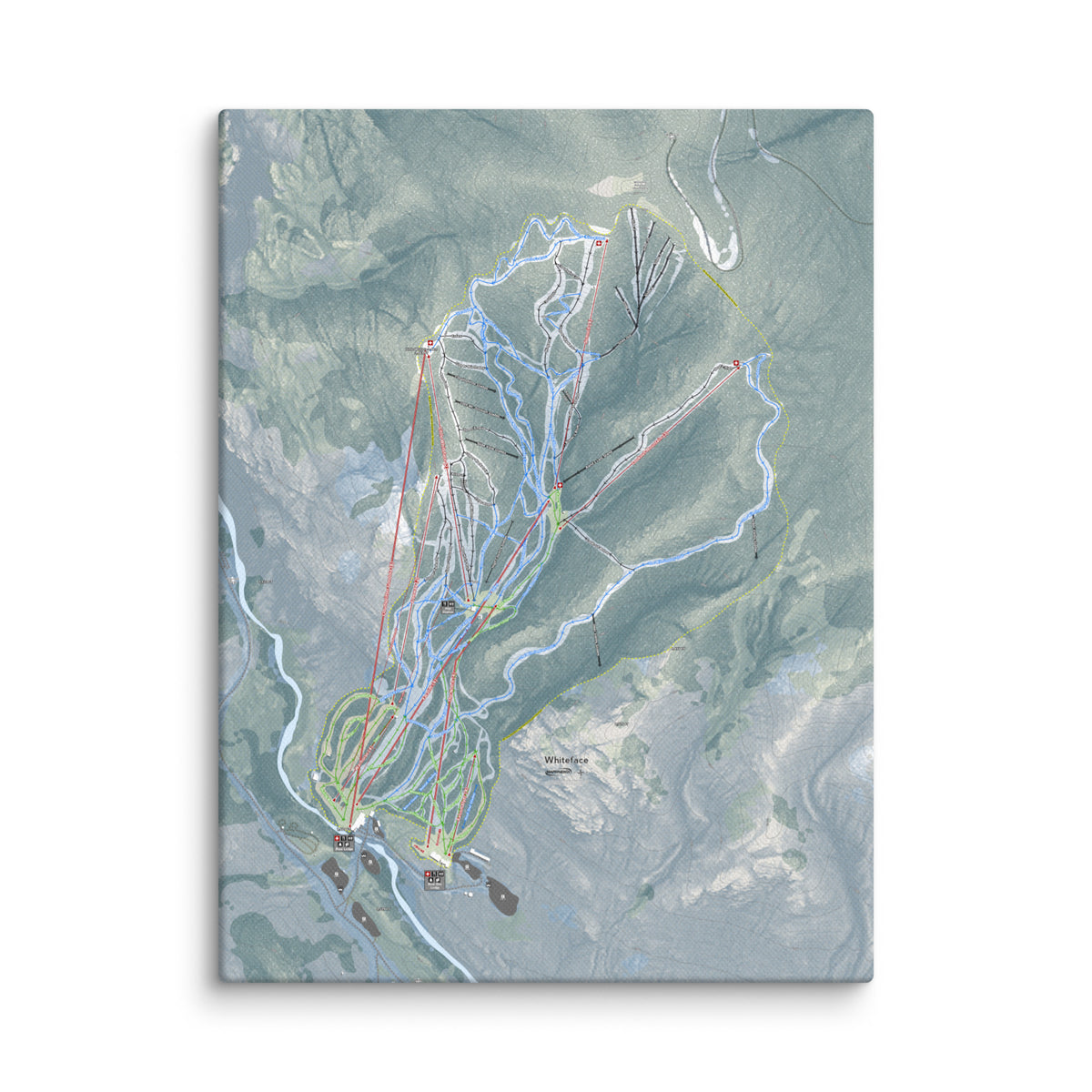 Whiteface Mountain, New York Ski Resort Map Canvas Wall Art