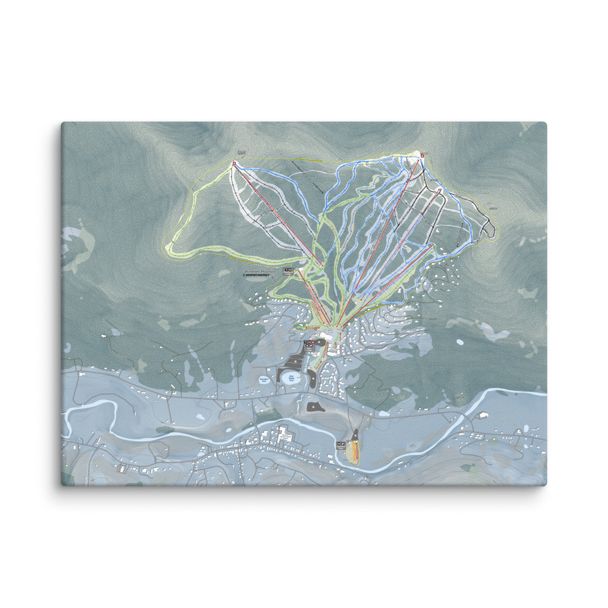 Windham Mountain, New York Ski Resort Map Canvas Wall Art