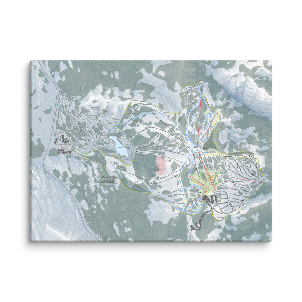 Bear Valley Mountain, California Ski Resort Map Canvas Wall Art