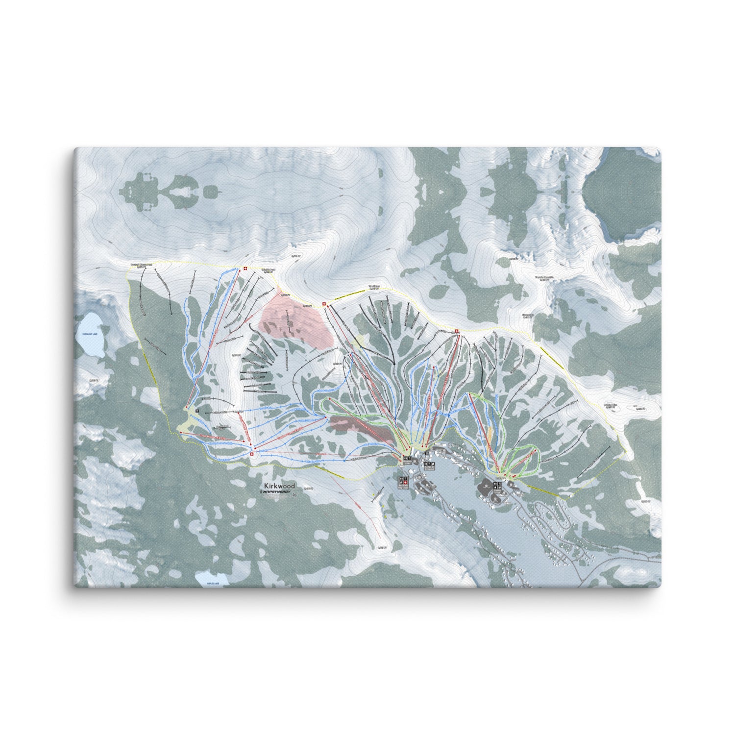 Kirkwood, California Ski Resort Map Canvas Wall Art
