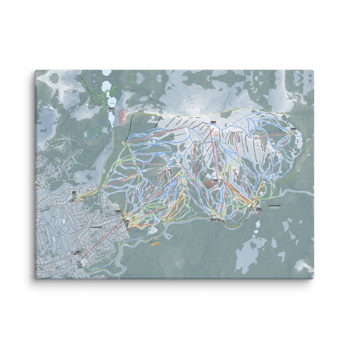 Mammoth Mountain, California Ski Resort Map Canvas Wall Art