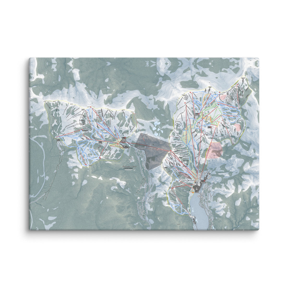 Palisades Tahoe, California Ski Resort Map Canvas Wall Art