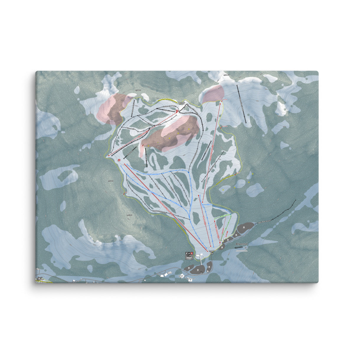 Alpental, Washington Ski Resort Map Canvas Wall Art
