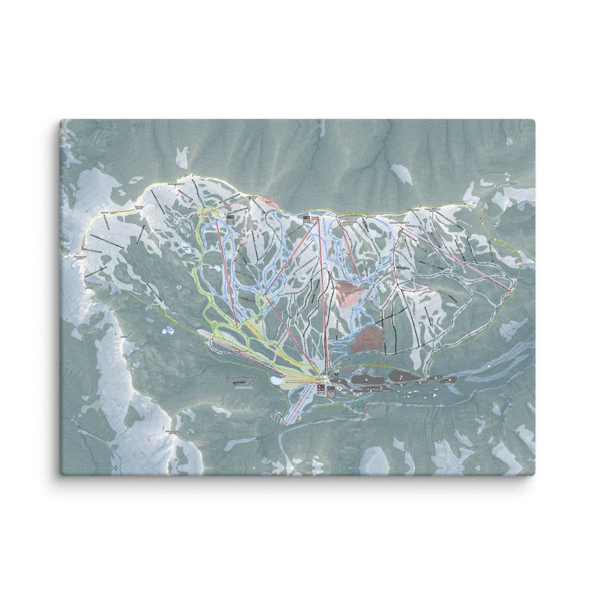 Crystal Mountain, Washington Ski Resort Map Canvas Wall Art