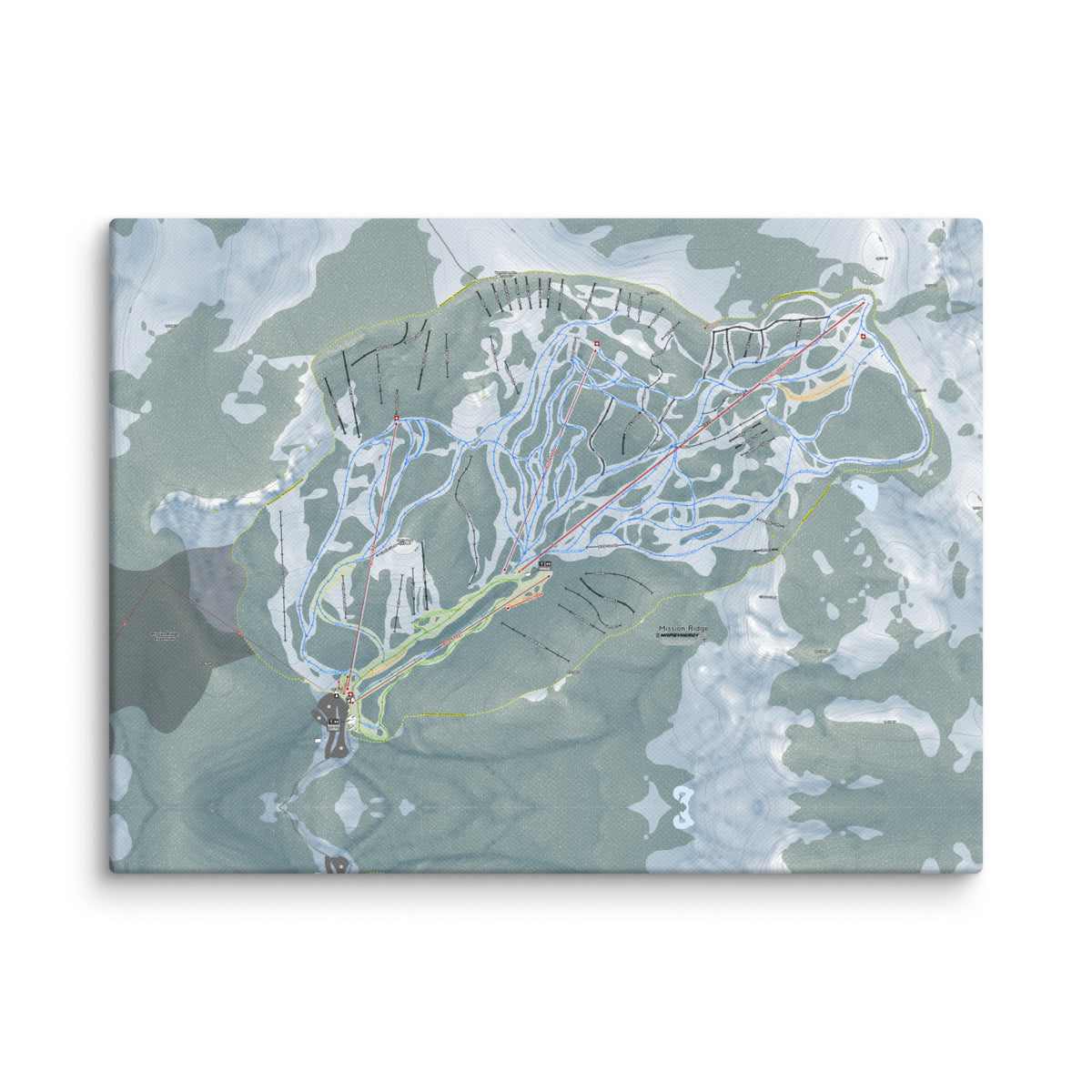 Mission Ridge, Washington Ski Resort Map Canvas Wall Art