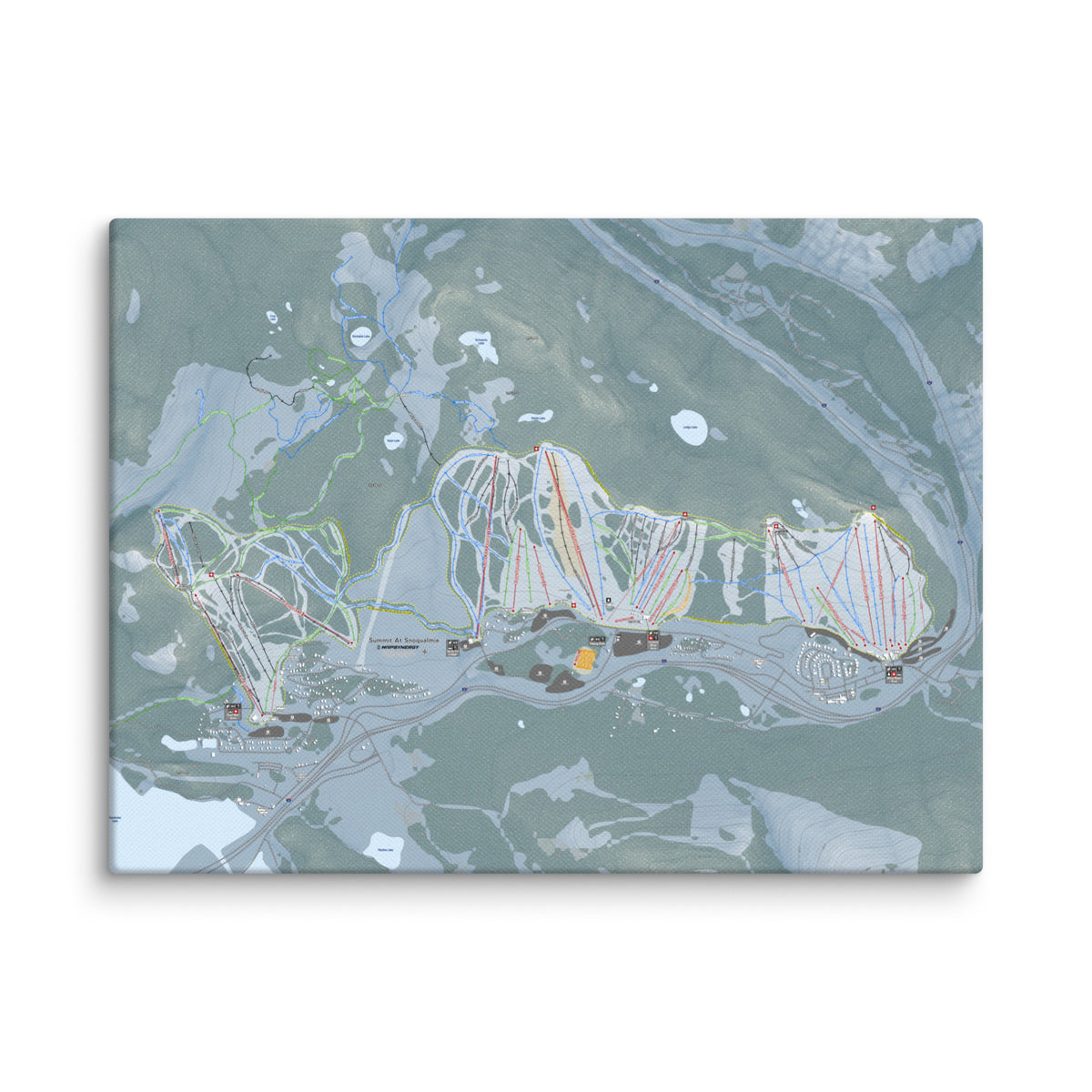 Summit At Snoqualmie, Washington Ski Resort Map Canvas Wall Art