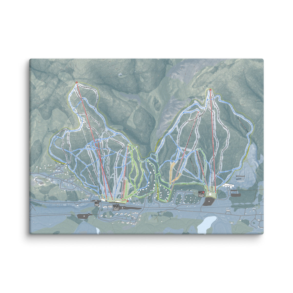 Attitash Mountain, New Hampshire Ski Resort Map Canvas Wall Art