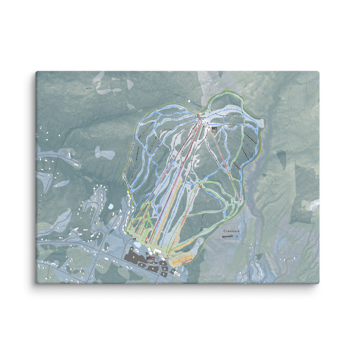 Cranmore Mountain, New Hampshire Ski Resort Map Canvas Wall Art