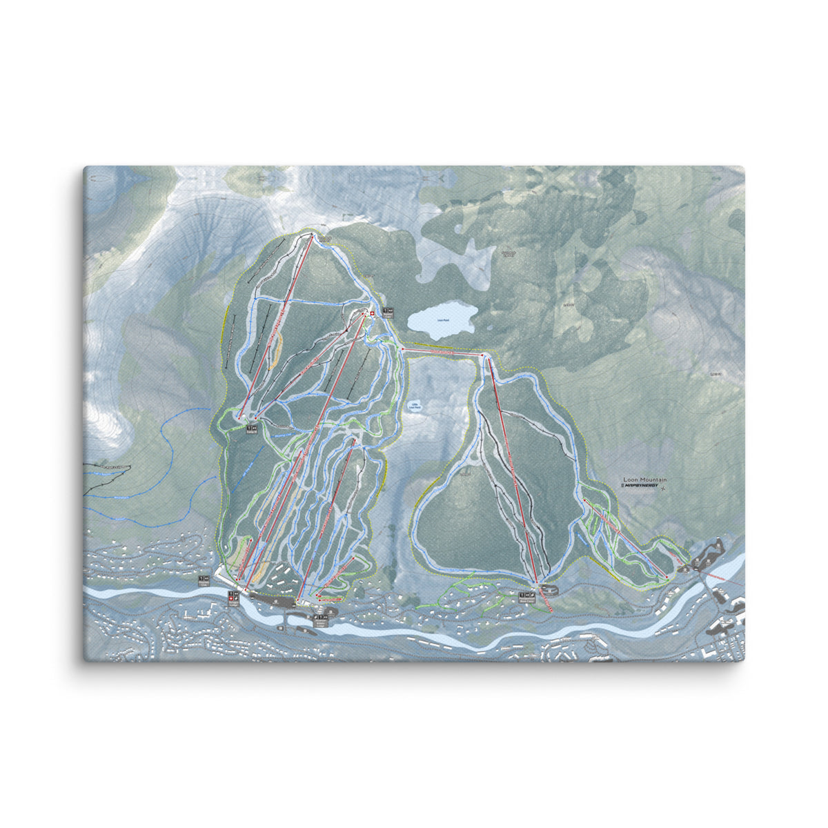 Loon Mountain, New Hampshire Ski Resort Map Canvas Wall Art