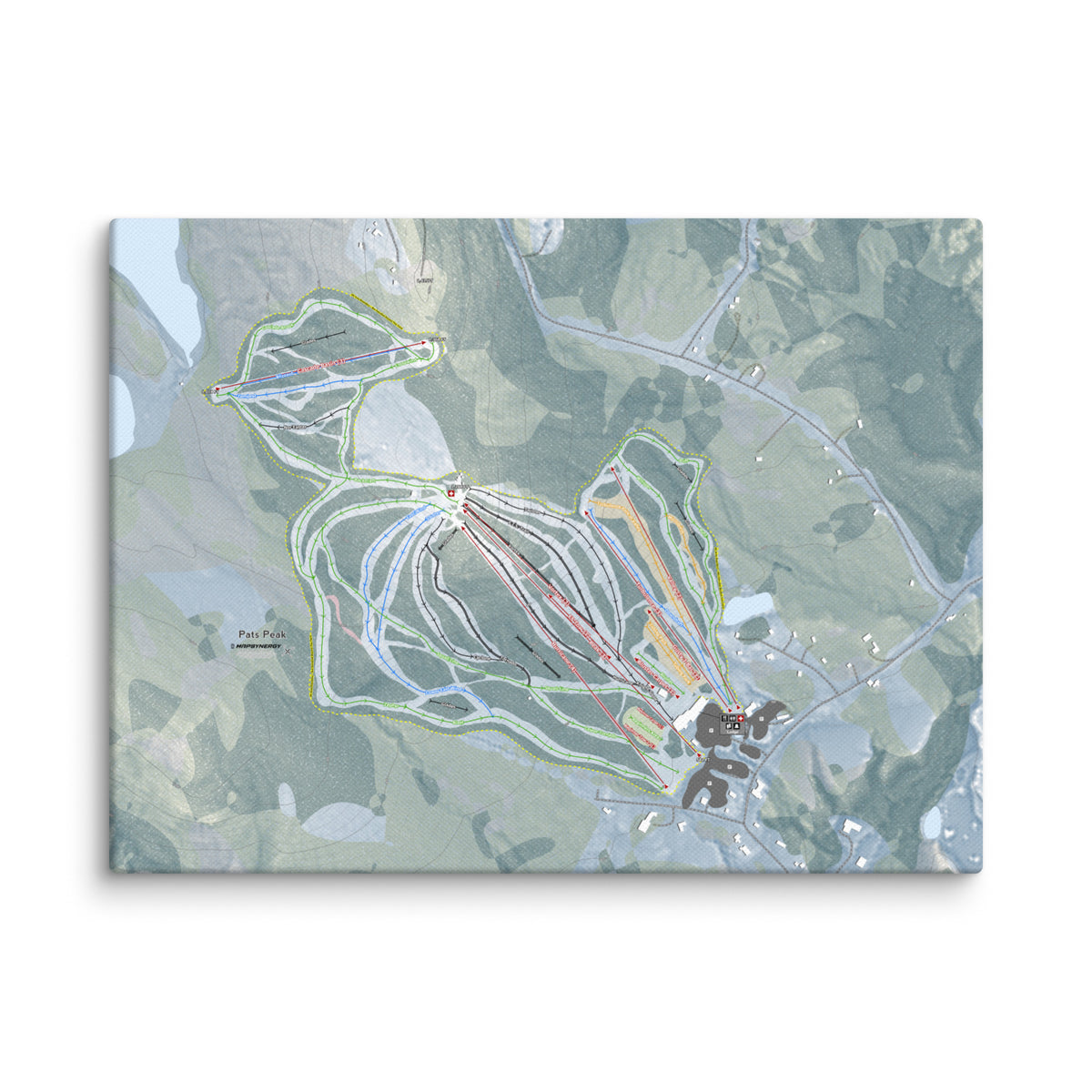 Pats Peak, New Hampshire Ski Resort Map Canvas Wall Art