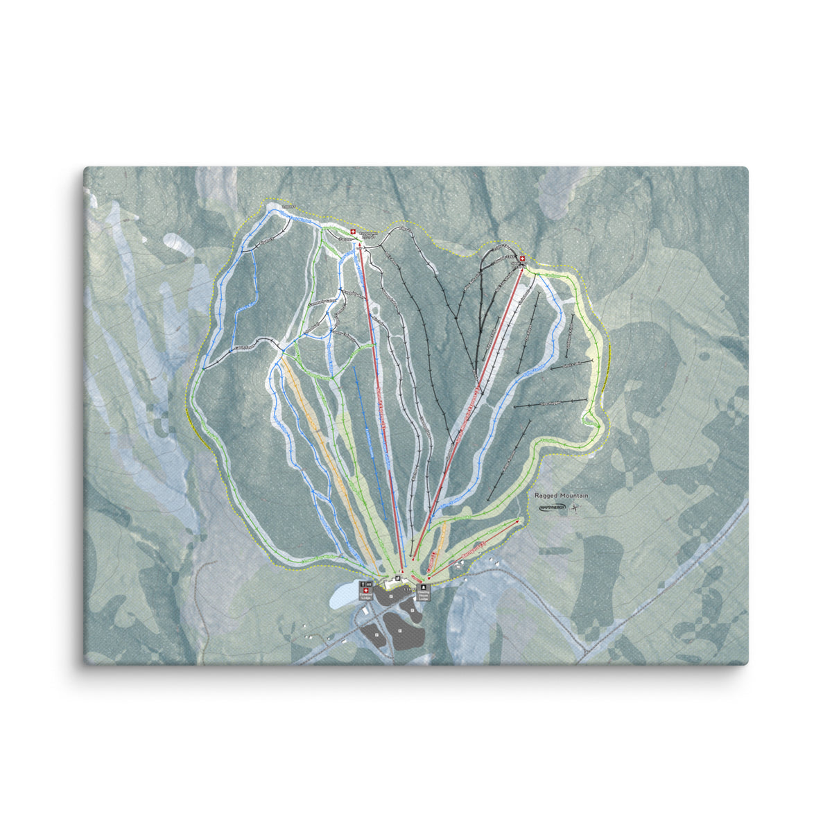 Ragged Mountain, New Hampshire Ski Resort Map Canvas Wall Art