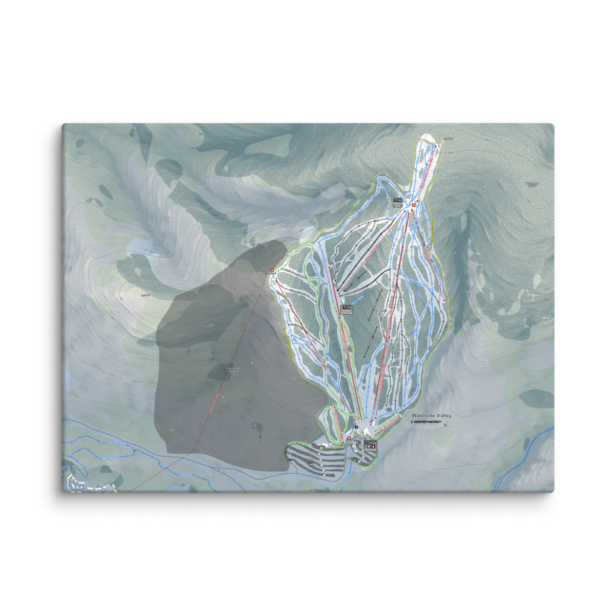 Waterville Valley, New Hampshire Ski Resort Map Canvas Wall Art