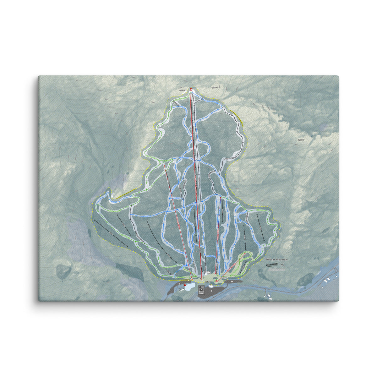 Wildcat Mountain, New Hampshire Ski Resort Map Canvas Wall Art