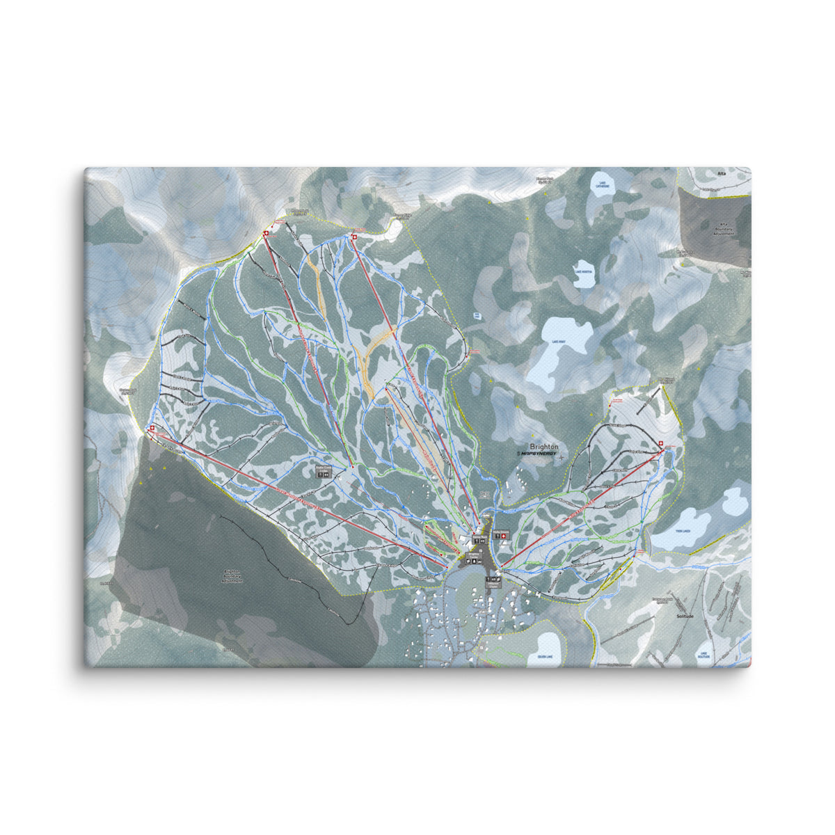 Brighton, Utah Ski Resort Map Canvas Wall Art