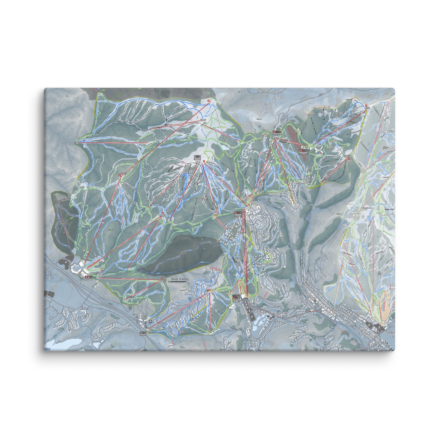 Deer Valley, Utah Ski Resort Map Canvas Wall Art