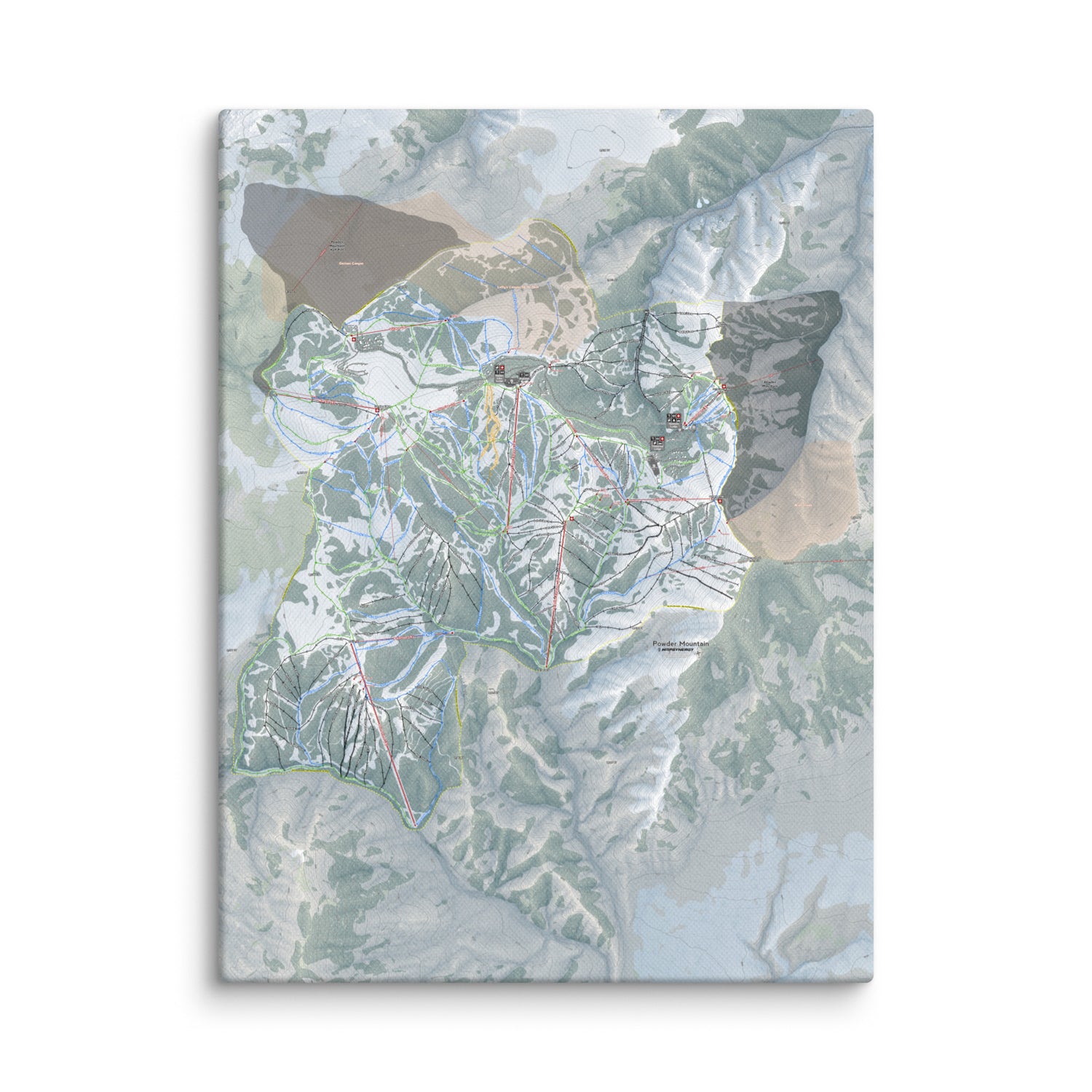 Powder Mountain, Utah Ski Resort Map Canvas Wall Art