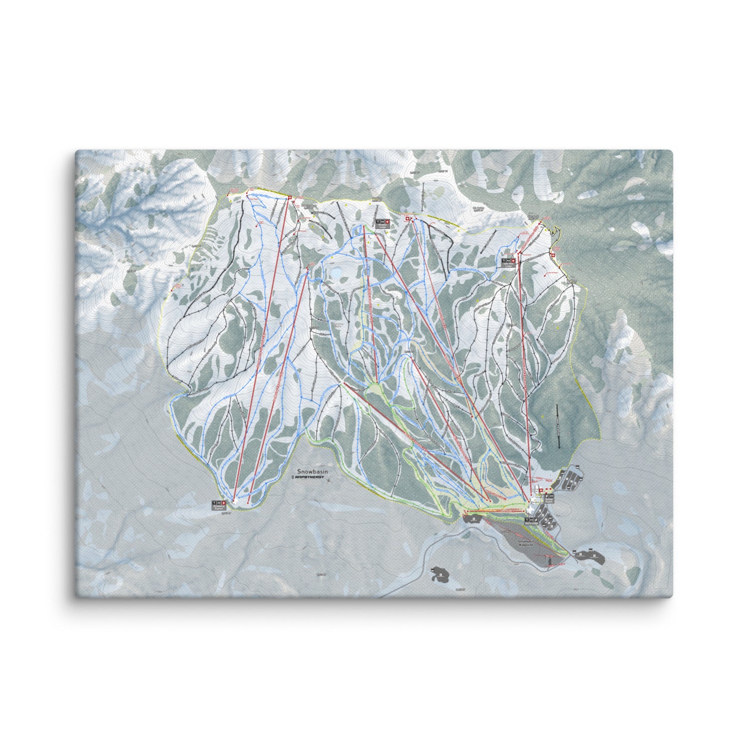 Snowbasin, Utah Ski Resort Map Canvas Wall Art