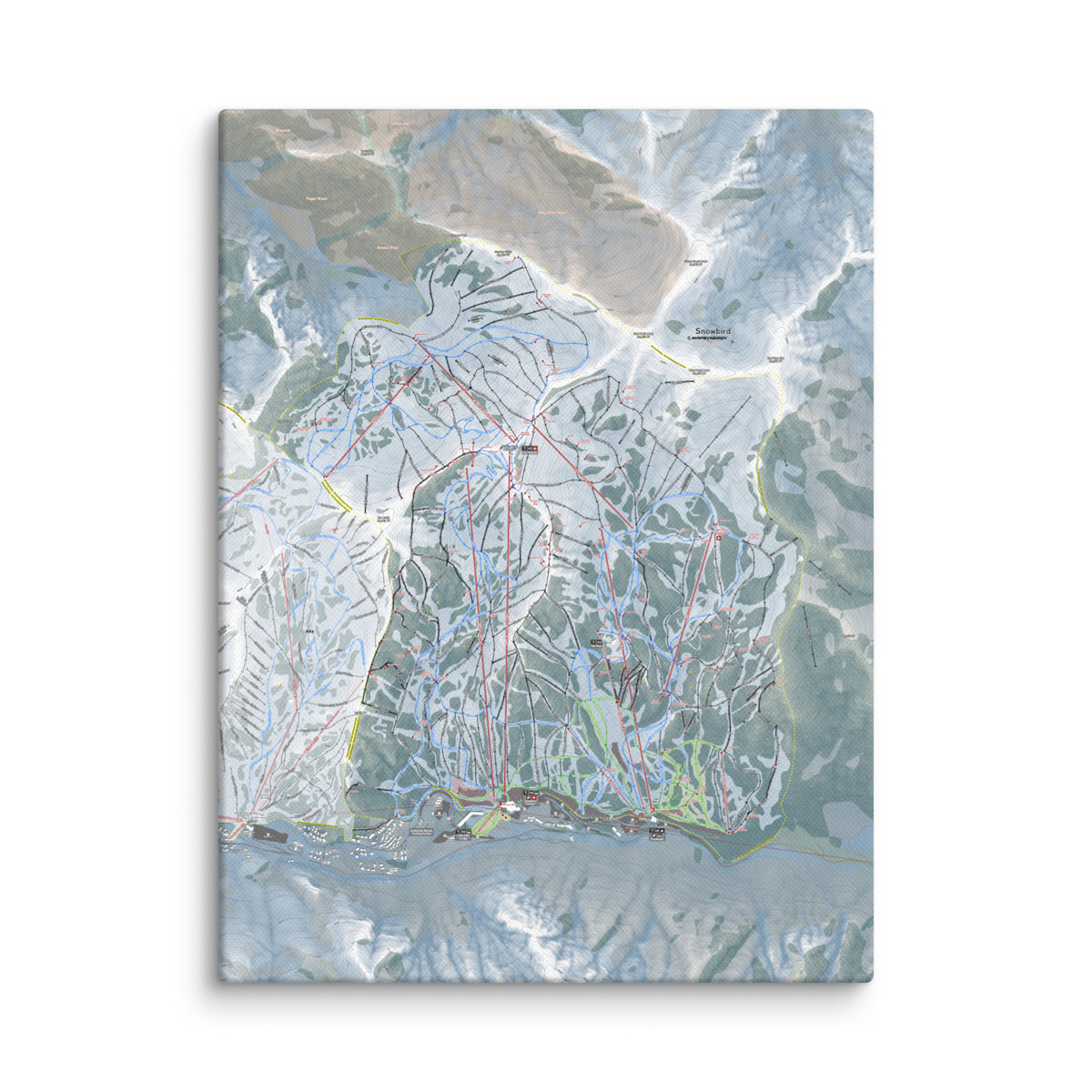 Snowbird, Utah Ski Resort Map Canvas Wall Art
