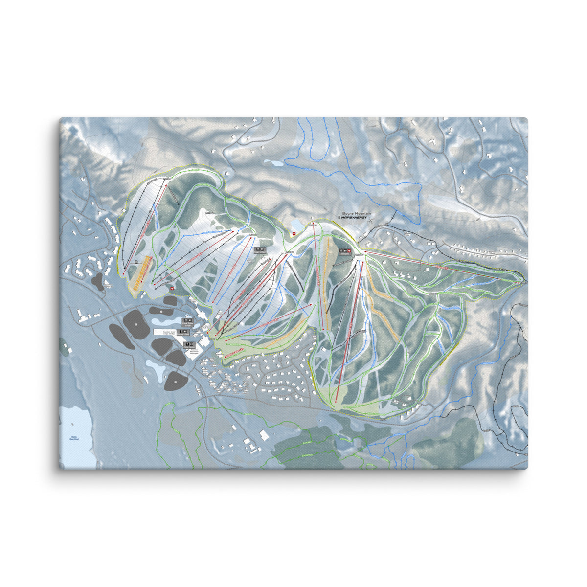 Boyne Mountain, Michigan Ski Resort Map Canvas Wall Art