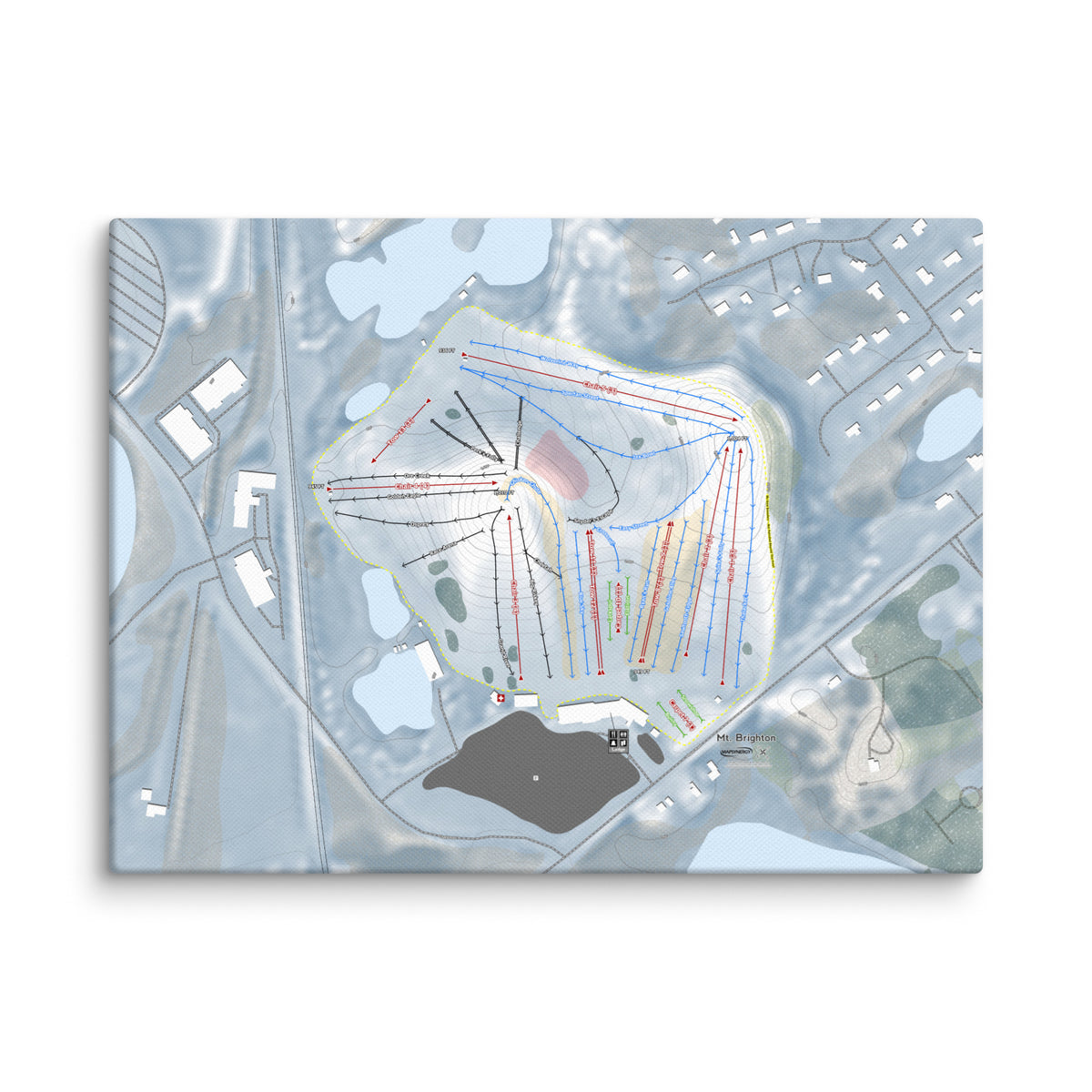 Mt Brighton, Michigan Ski Resort Map Canvas Wall Art