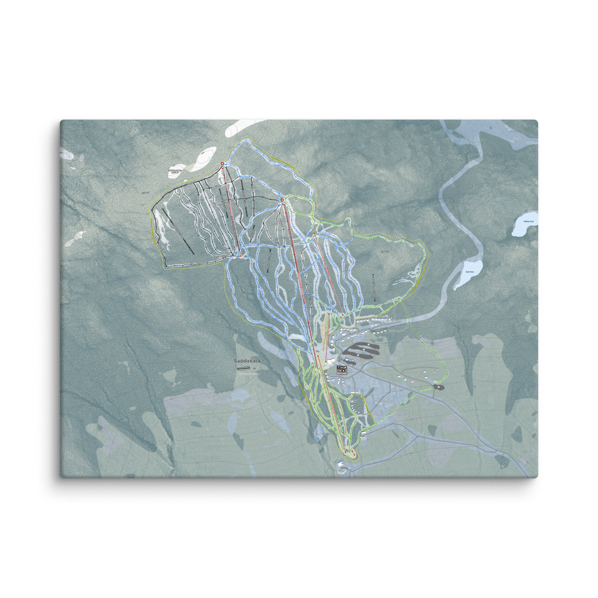 Saddleback Mountain, Maine Ski Resort Map Canvas Wall Art