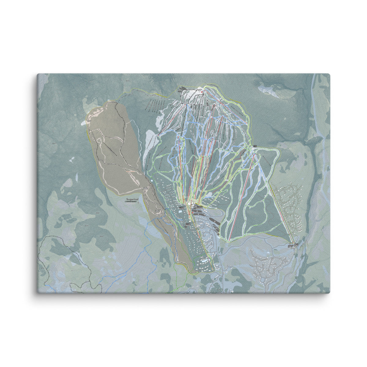 Sugarloaf, Maine Ski Resort Map Canvas Wall Art