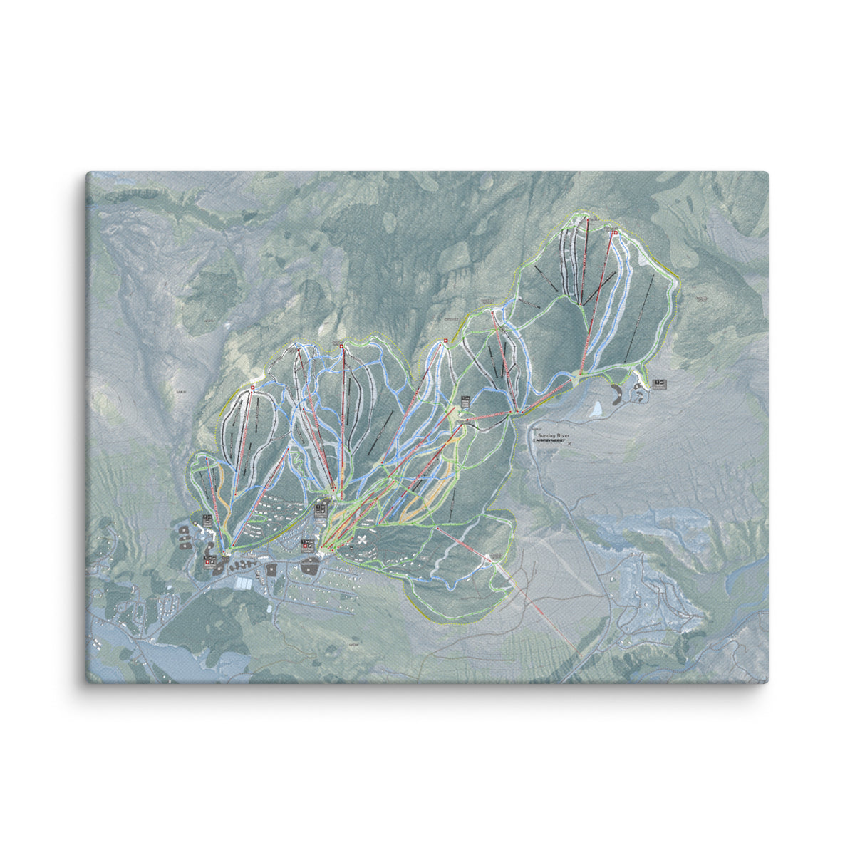 Sunday River, Maine Ski Resort Map Canvas Wall Art