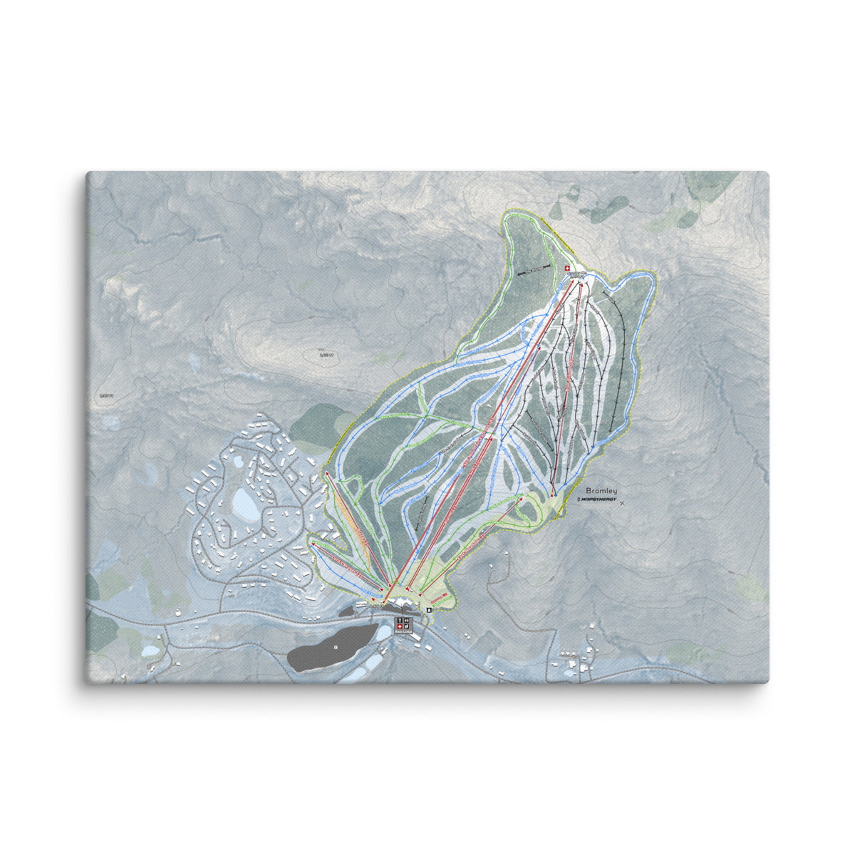 Bromley, Vermont Ski Resort Map Canvas Wall Art