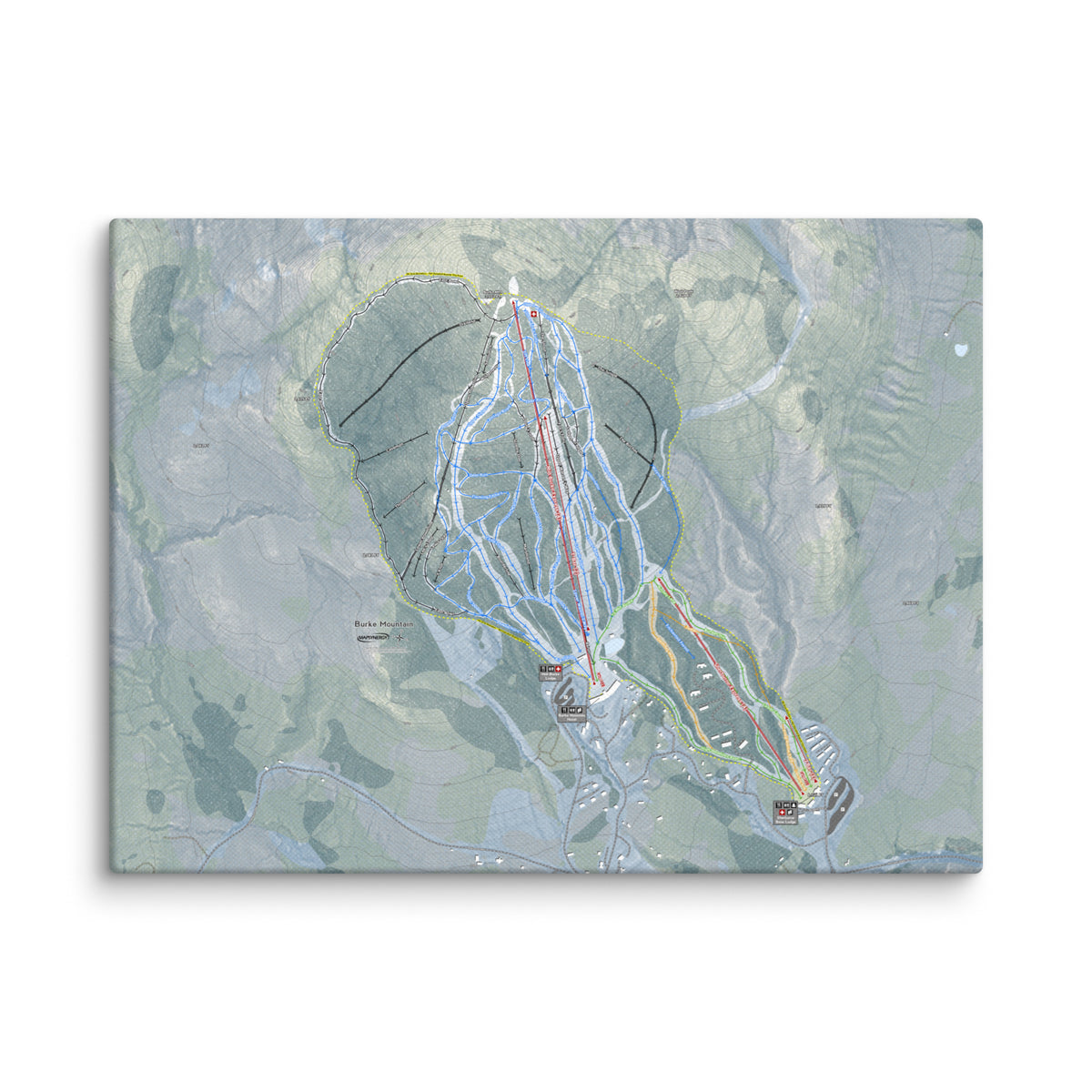 Burke Mountain, Vermont Ski Resort Map Canvas Wall Art