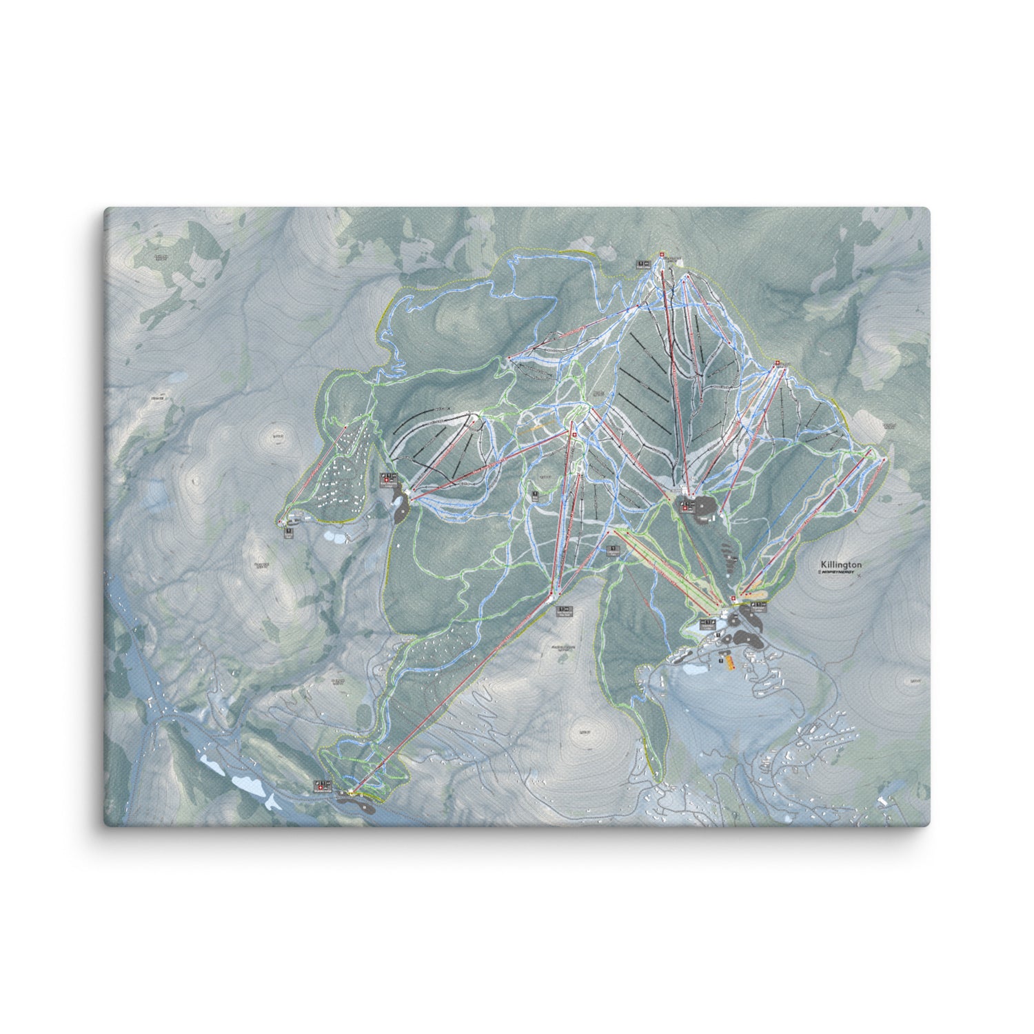 Killington, Vermont Ski Resort Map Canvas Wall Art