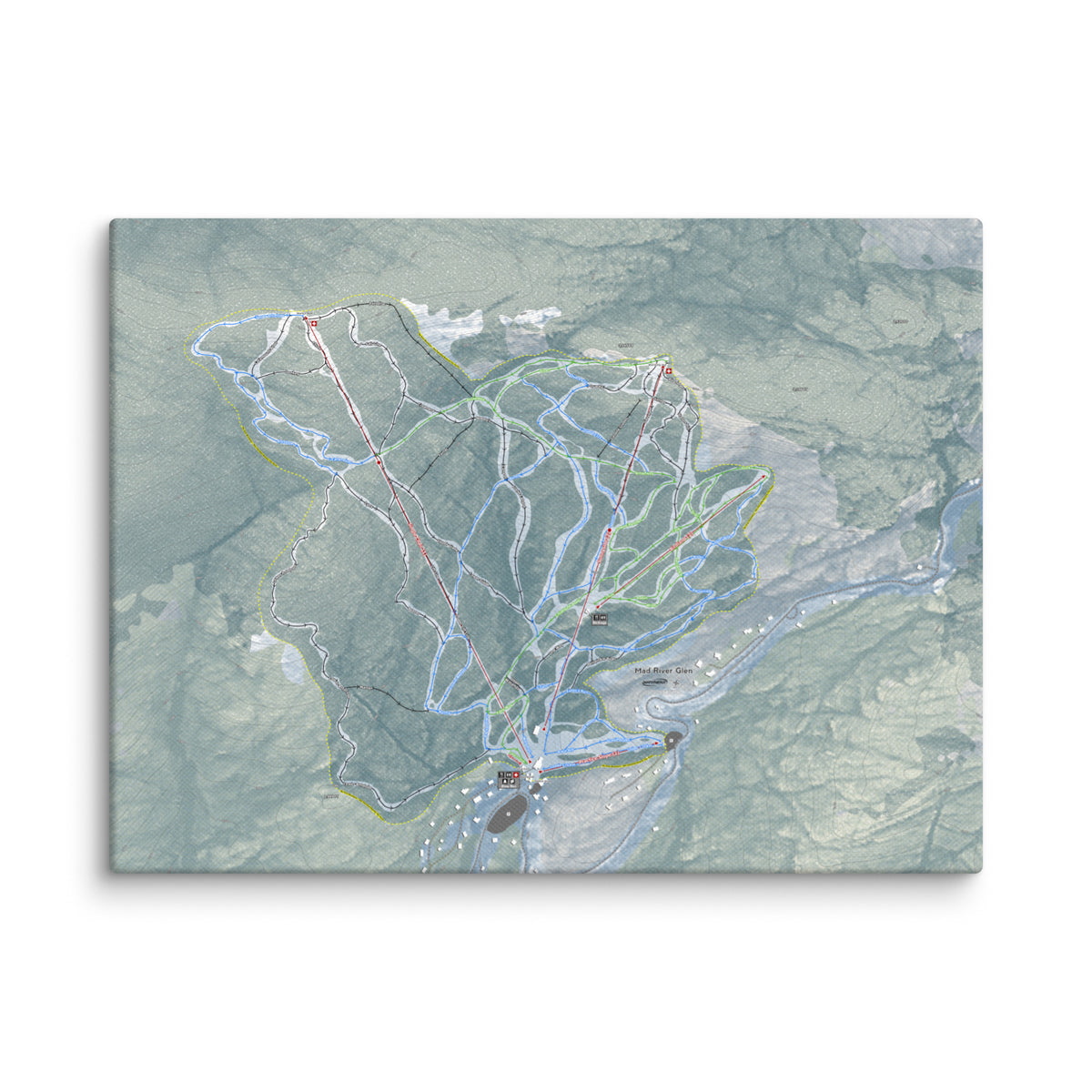 Mad River Glen, Vermont Ski Resort Map Canvas Wall Art