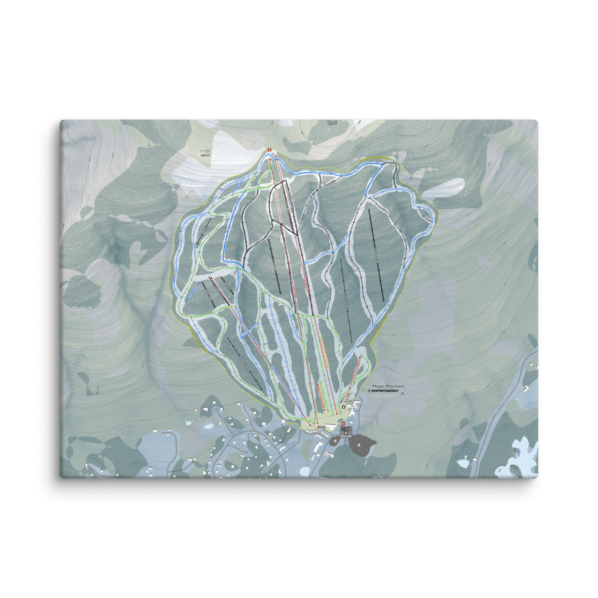 Magic Mountain, Vermont Ski Resort Map Canvas Wall Art